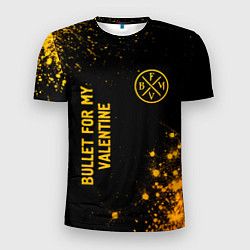 Мужская спорт-футболка Bullet For My Valentine - gold gradient вертикальн
