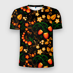 Мужская спорт-футболка Хохлома - цветы и ягоды