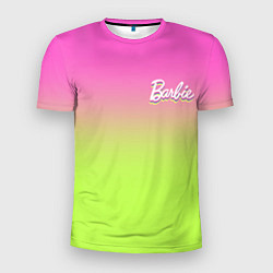 Футболка спортивная мужская Барби: градиент розовый и ярко-зеленый, цвет: 3D-принт