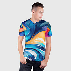 Футболка спортивная мужская Линейная красочная абстракция, цвет: 3D-принт — фото 2