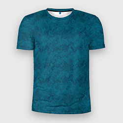 Мужская спорт-футболка Бирюзовая текстура имитация меха