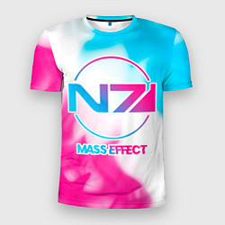 Мужская спорт-футболка Mass Effect neon gradient style