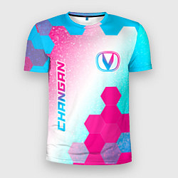 Футболка спортивная мужская Changan neon gradient style вертикально, цвет: 3D-принт