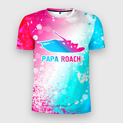 Мужская спорт-футболка Papa Roach neon gradient style