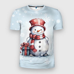Футболка спортивная мужская New Years cute snowman, цвет: 3D-принт