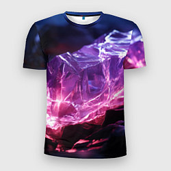 Мужская спорт-футболка Стеклянный камень с фиолетовой подсветкой