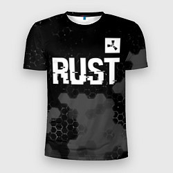 Мужская спорт-футболка Rust glitch на темном фоне посередине