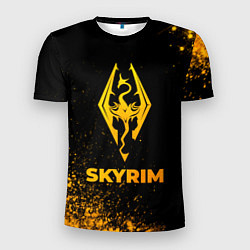 Мужская спорт-футболка Skyrim - gold gradient
