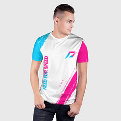 Футболка спортивная мужская Need for Speed neon gradient style вертикально, цвет: 3D-принт — фото 2