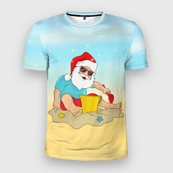 Мужская спорт-футболка Дед Мороз на море