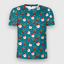 Футболка спортивная мужская Дед Мороз и олени, цвет: 3D-принт