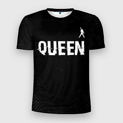 Мужская спорт-футболка Queen glitch на темном фоне посередине