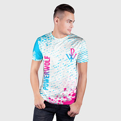 Футболка спортивная мужская Powerwolf neon gradient style вертикально, цвет: 3D-принт — фото 2
