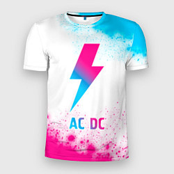 Мужская спорт-футболка AC DC neon gradient style