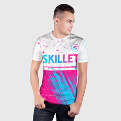 Футболка спортивная мужская Skillet neon gradient style посередине, цвет: 3D-принт — фото 2