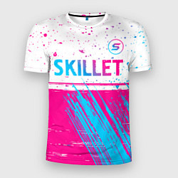 Мужская спорт-футболка Skillet neon gradient style посередине