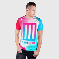Футболка спортивная мужская Paramore neon gradient style, цвет: 3D-принт — фото 2