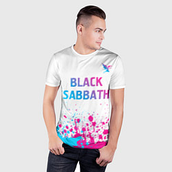 Футболка спортивная мужская Black Sabbath neon gradient style посередине, цвет: 3D-принт — фото 2