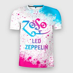 Футболка спортивная мужская Led Zeppelin neon gradient style, цвет: 3D-принт