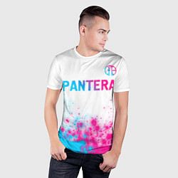 Футболка спортивная мужская Pantera neon gradient style посередине, цвет: 3D-принт — фото 2