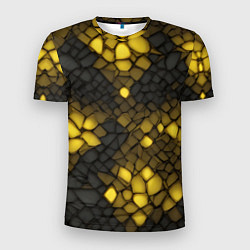 Мужская спорт-футболка Жёлтый трескающийся камень