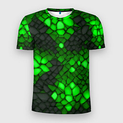 Футболка спортивная мужская Зелёный трескающийся камень, цвет: 3D-принт
