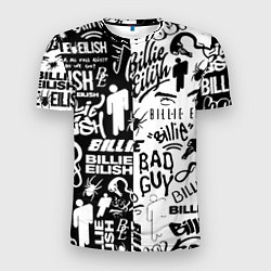 Мужская спорт-футболка Billie Eilish чернобелые битва лого