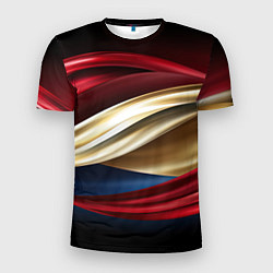 Футболка спортивная мужская Золотые и красные волны абстракции, цвет: 3D-принт