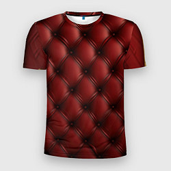 Футболка спортивная мужская Бордовая кожаная текстура, цвет: 3D-принт