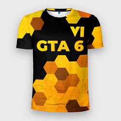 Мужская спорт-футболка GTA 6 - gold gradient посередине