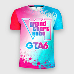 Мужская спорт-футболка GTA6 neon gradient style
