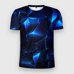 Футболка спортивная мужская Синяя геометрическая абстракция, цвет: 3D-принт