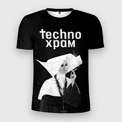 Мужская спорт-футболка Techno храм курящая монашка