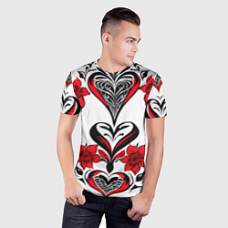 Футболка спортивная мужская Красный узор сердце, цвет: 3D-принт — фото 2
