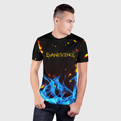 Футболка спортивная мужская Evanescence огонь рок группа, цвет: 3D-принт — фото 2
