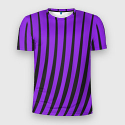 Футболка спортивная мужская Неоновый фиолетовый полосатый, цвет: 3D-принт
