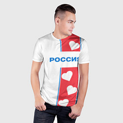 Футболка спортивная мужская Россия с сердечками, цвет: 3D-принт — фото 2