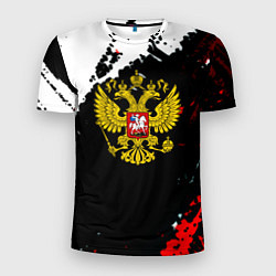 Футболка спортивная мужская Россия герб текстура краски, цвет: 3D-принт