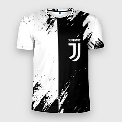 Футболка спортивная мужская Juventus краски чёрнобелые, цвет: 3D-принт