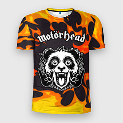Футболка спортивная мужская Motorhead рок панда и огонь, цвет: 3D-принт