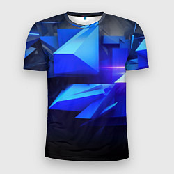 Футболка спортивная мужская Black blue background abstract, цвет: 3D-принт