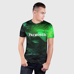 Футболка спортивная мужская Palworld logo green abstract, цвет: 3D-принт — фото 2