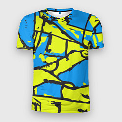 Футболка спортивная мужская Жёлто-голубая графика, цвет: 3D-принт