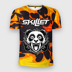 Мужская спорт-футболка Skillet рок панда и огонь