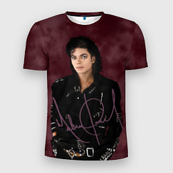 Футболка спортивная мужская Michael Jackson на бордовом фоне, цвет: 3D-принт
