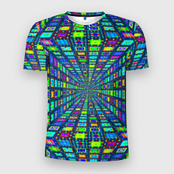 Футболка спортивная мужская Абстрактный узор коридор из разноцветных квадратов, цвет: 3D-принт