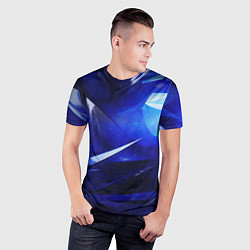 Футболка спортивная мужская Black and blue abstract background sport style, цвет: 3D-принт — фото 2