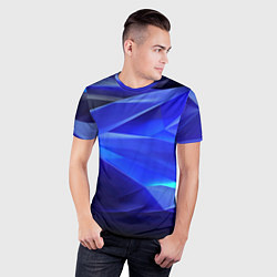 Футболка спортивная мужская Black and blue abstract background sport style, цвет: 3D-принт — фото 2