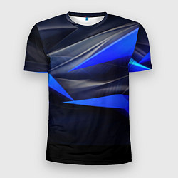 Мужская спорт-футболка Black and blue abstract background sport style
