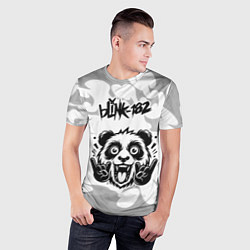 Футболка спортивная мужская Blink 182 рок панда на светлом фоне, цвет: 3D-принт — фото 2